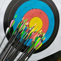 Des flèches, une cible, tir à l'arc